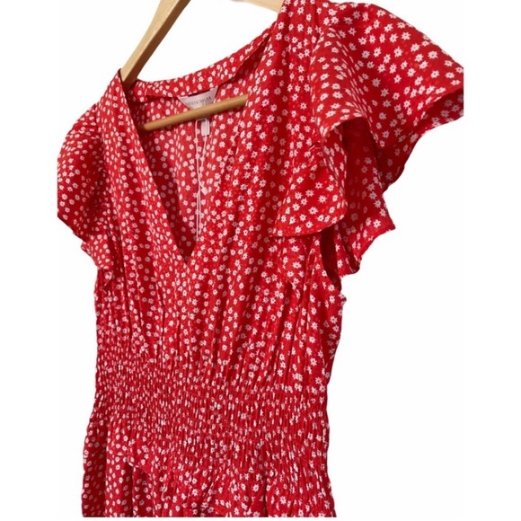 Rebecca Taylor Silk Malia Floral Ruffle Dress in Cherry - Picture 4 of 8
